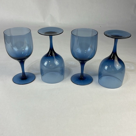 Vintage Blue Crystal Wine Glasses (set of 4) - Picture 7 of 11